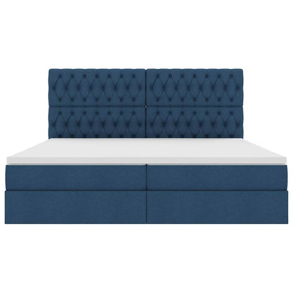 Opslag bed met matras met opslag Blauw 200 x 200 cm Nep Leer