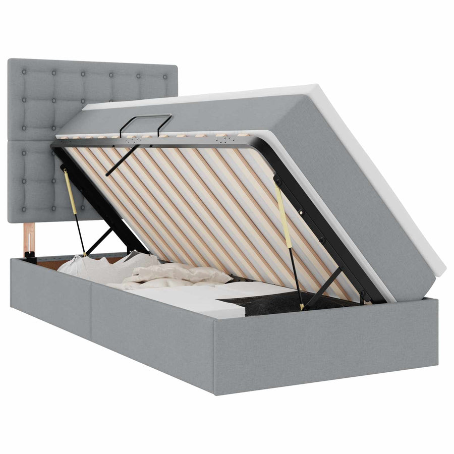 Opslag bed met matras Lichtgrijs 90 x 190 cm Polyester