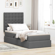 Opslagbed met matras 90x190 cm donkergrijs polyester