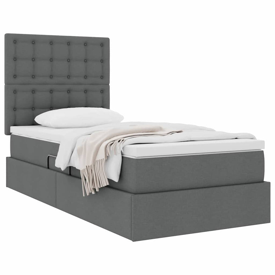 Opslag bed met matras Donkergrijs 90 x 190 cm Polyester