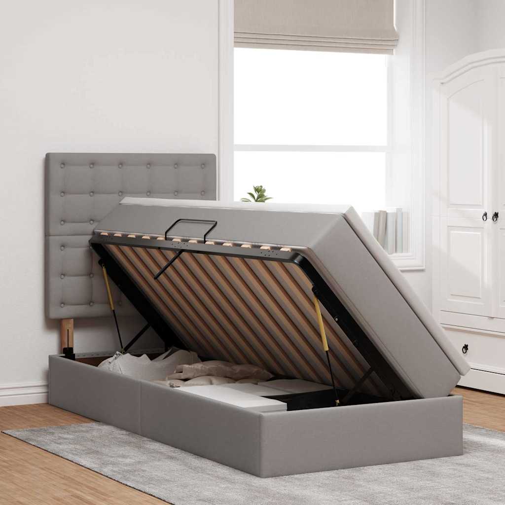 Opslag bed met matras met matras Taupe 90 x 190 cm Polyester