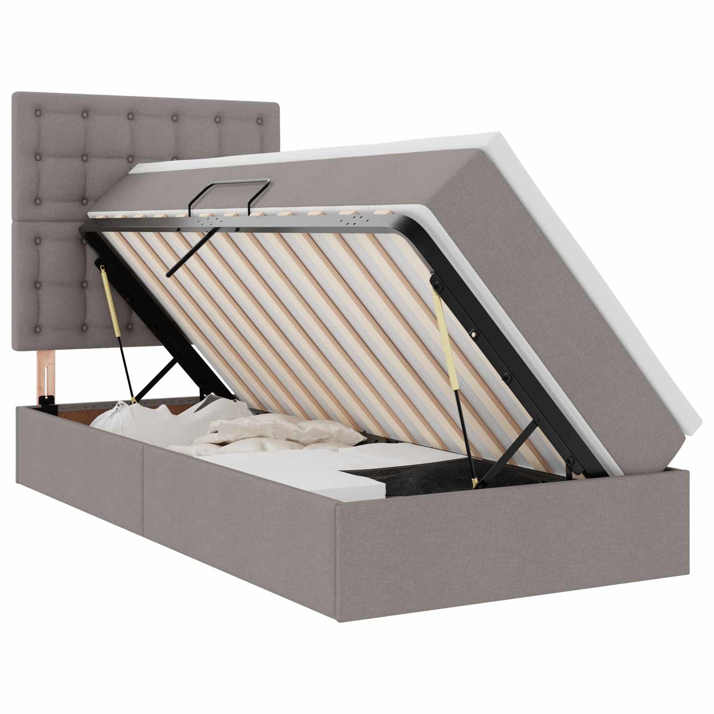 Opslag bed met matras met matras Taupe 90 x 190 cm Polyester
