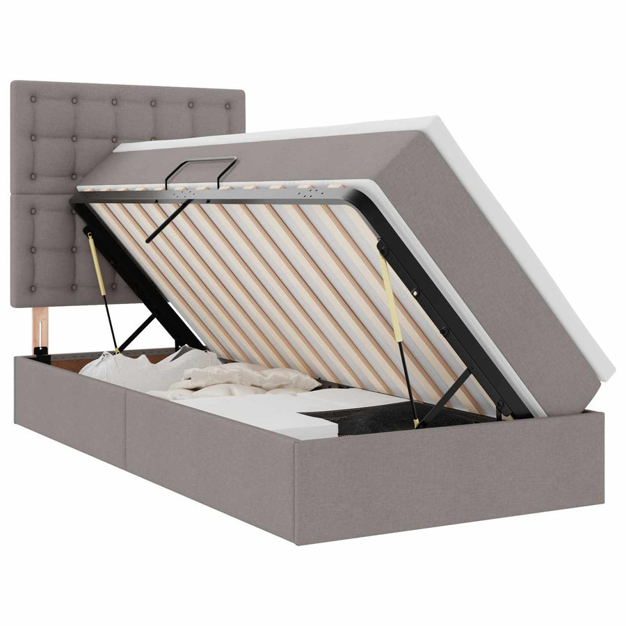 Opslag bed met matras met matras Taupe 90 x 190 cm Polyester