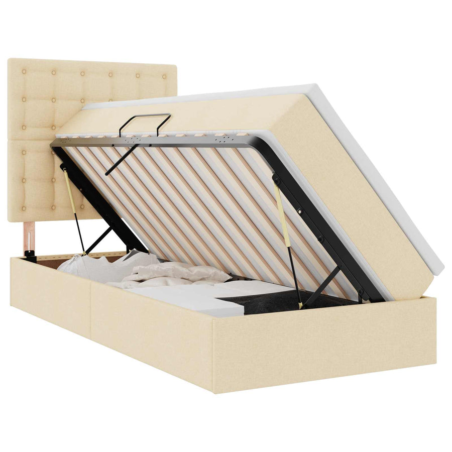 Opslag bed met matras met matras Crème 90 x 190 cm Polyester