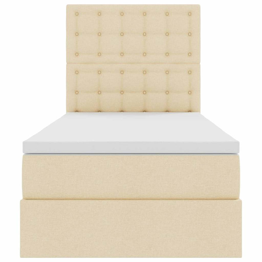 Opslag bed met matras met matras Crème 90 x 190 cm Polyester