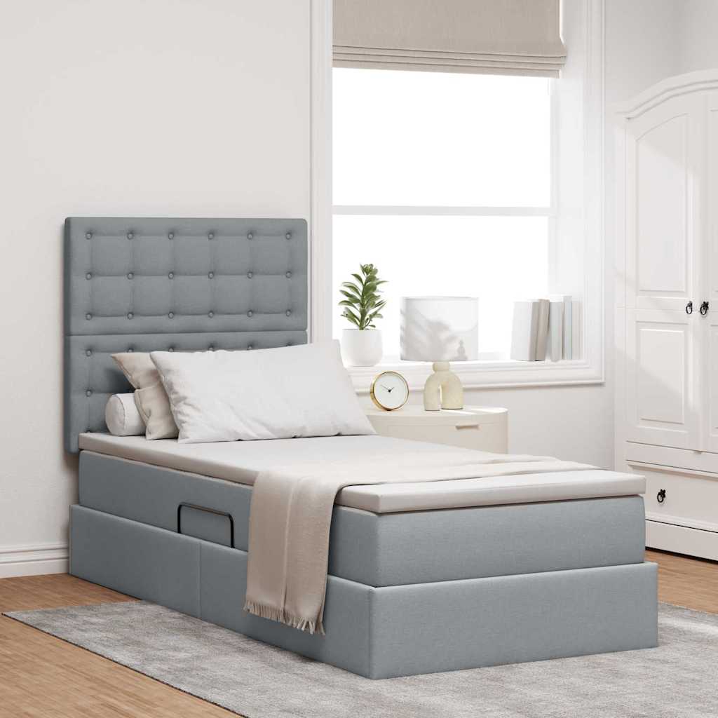 Opslag bed met matras Lichtgrijs 90 x 200 cm Polyester