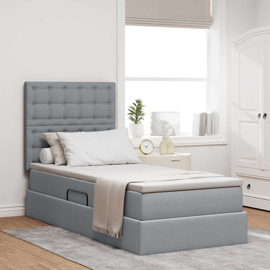 Opslag bed met matras Lichtgrijs 90 x 200 cm Polyester
