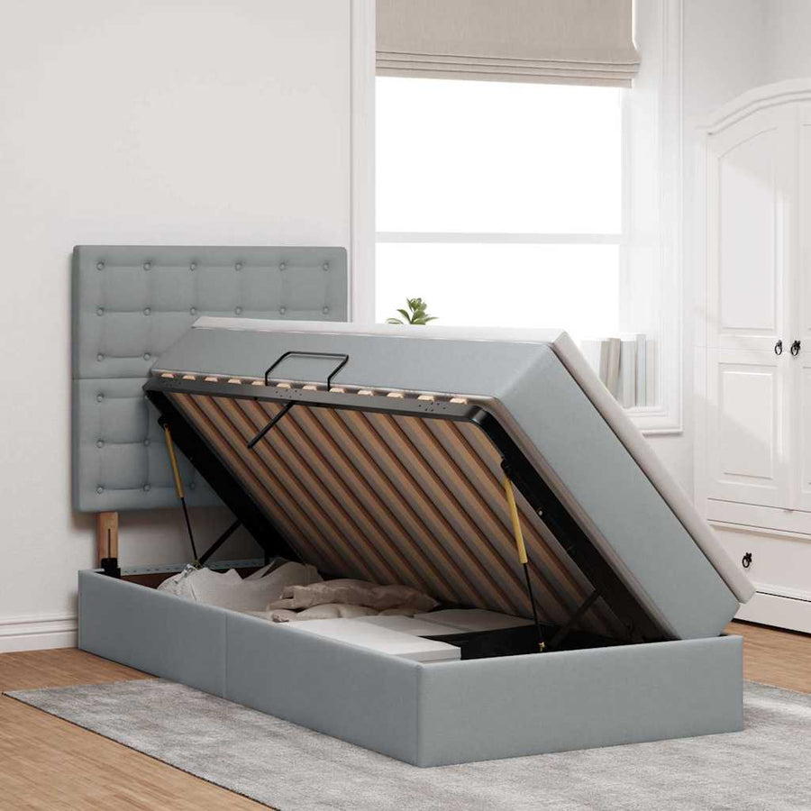 Opslag bed met matras Lichtgrijs 90 x 200 cm Polyester