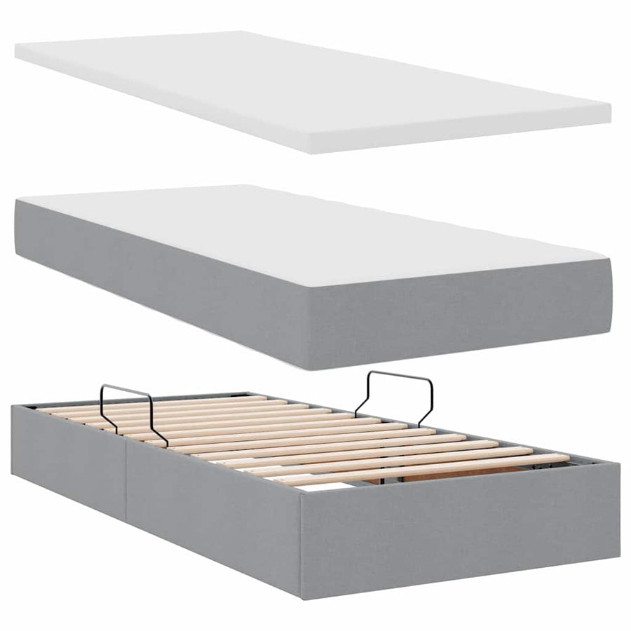 Opslag bed met matras Lichtgrijs 90 x 200 cm Polyester
