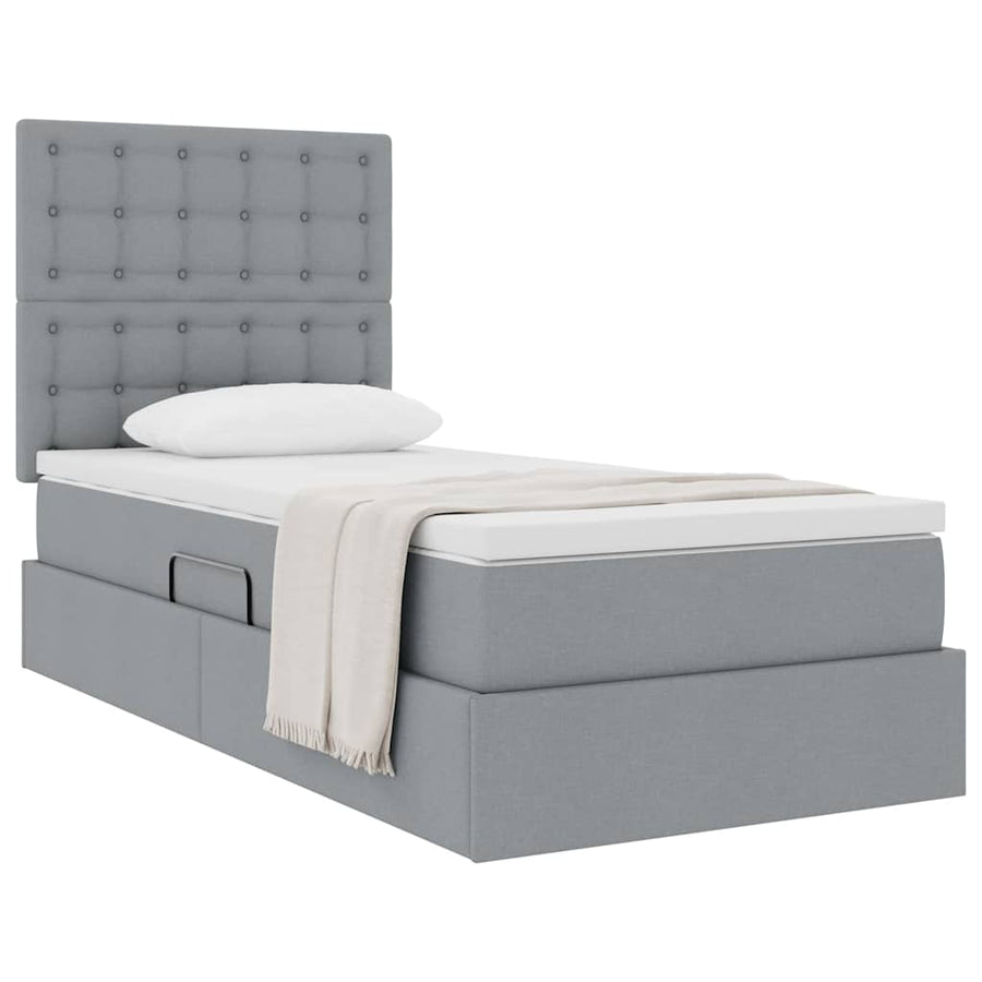 Opslag bed met matras Lichtgrijs 90 x 200 cm Polyester