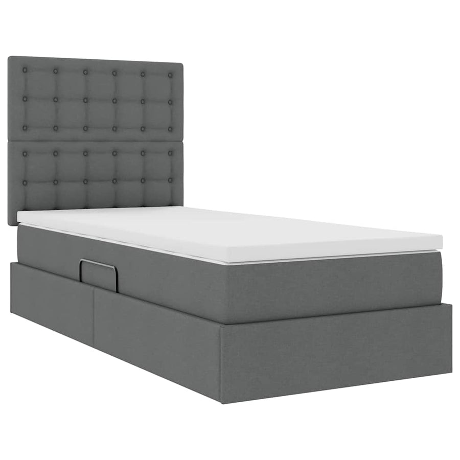 Opslag bed met matras Donkergrijs 90 x 200 cm Polyester