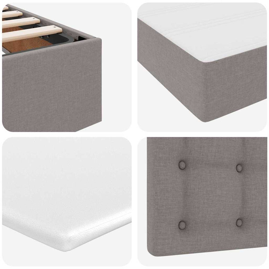 Opslag bed met matras met matras Taupe 90 x 200 cm Polyester