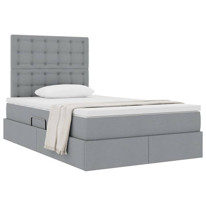 Opslag bed met matras Lichtgrijs 120 x 190 cm Nep Leer