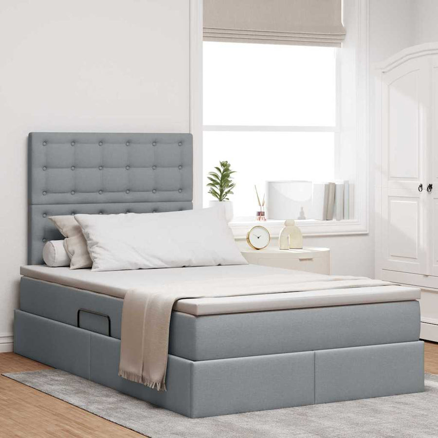 Opslag bed met matras Lichtgrijs 120 x 200 cm Nep Leer