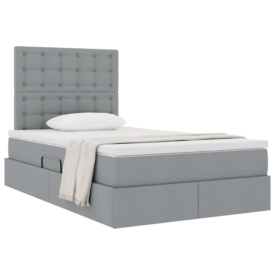 Opslag bed met matras Lichtgrijs 120 x 200 cm Nep Leer