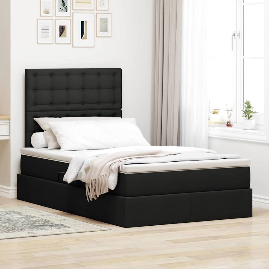 Opslag bed met matras met opslag Zwart 120 x 200 cm Nep Leer