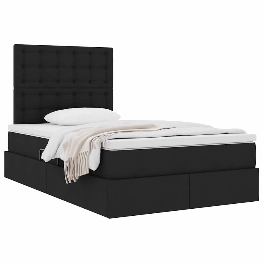 Opslag bed met matras met opslag Zwart 120 x 200 cm Nep Leer