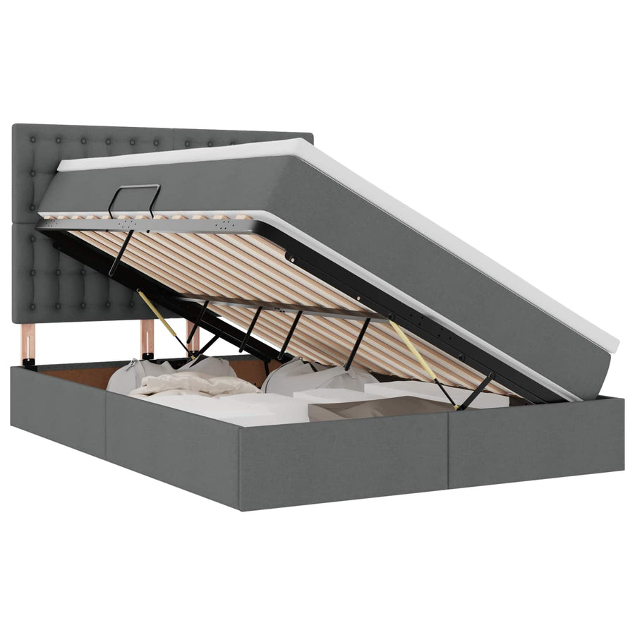 Opslag bed met matras Donkergrijs 140 x 190 cm Nep Leer