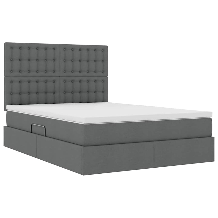 Opslag bed met matras Donkergrijs 140 x 190 cm Nep Leer