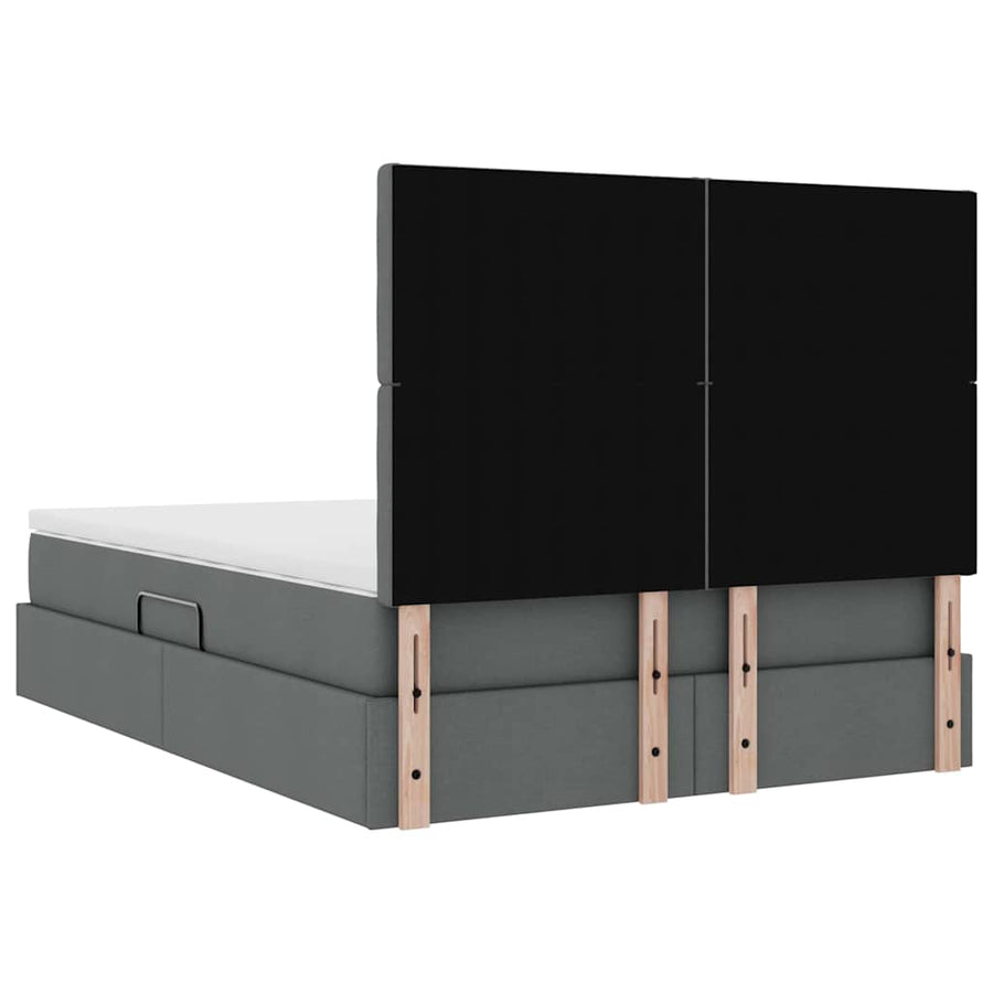 Opslag bed met matras Donkergrijs 140 x 190 cm Nep Leer