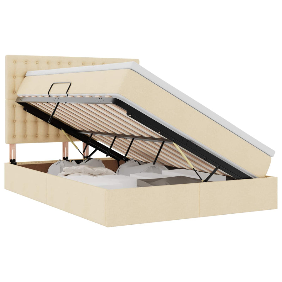 Opslag bed met matras met matras Crème 140 x 190 cm Polyester