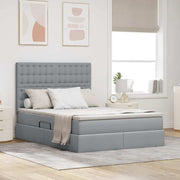 Opslagbed met matras 140x200 cm lichtgrijs polyester