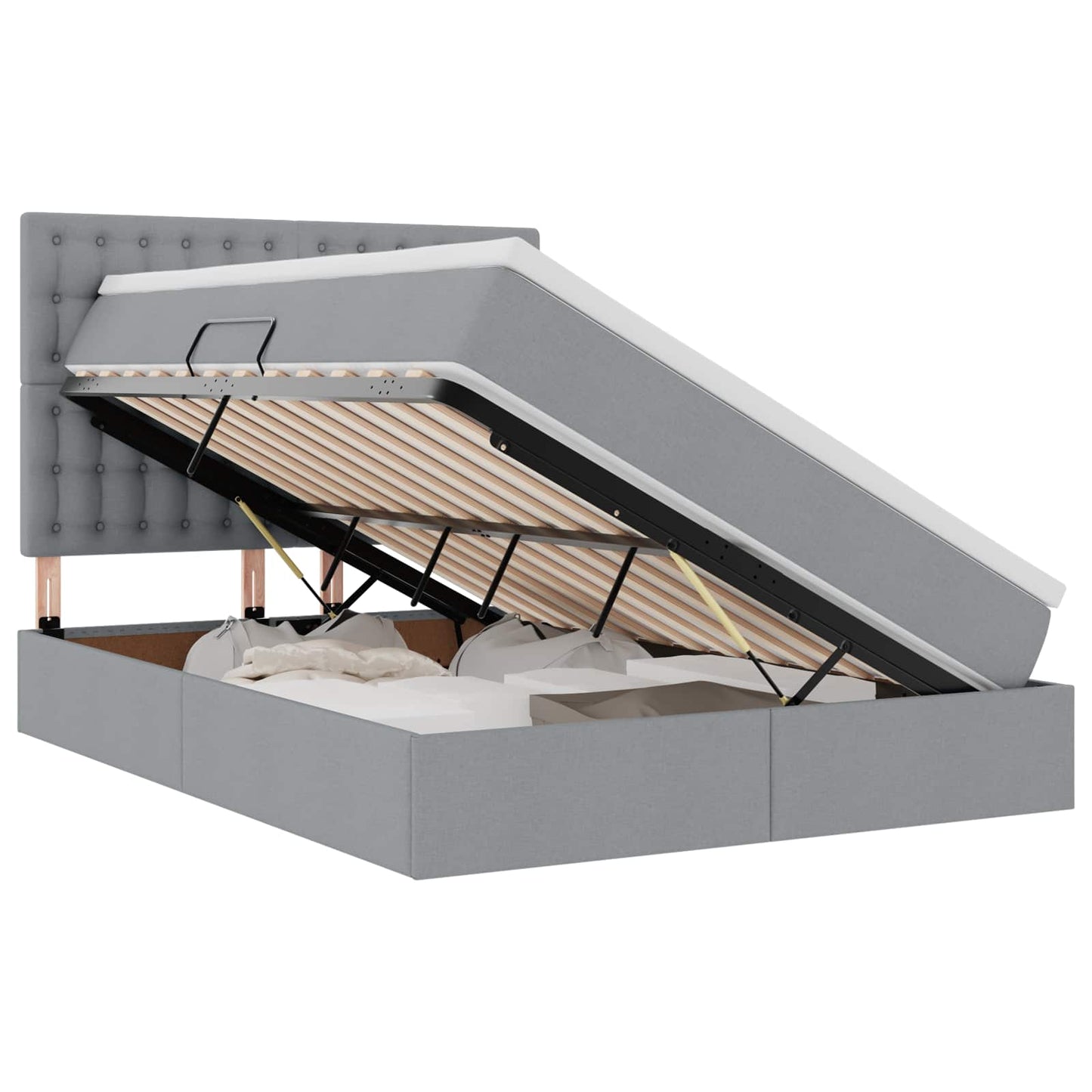 Opslag Bed Met Matras Polyester Lichtgrijs 140 x 200 cm Knoppen