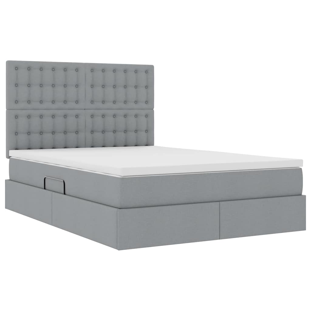 Opslag Bed Met Matras Polyester Lichtgrijs 140 x 200 cm Knoppen