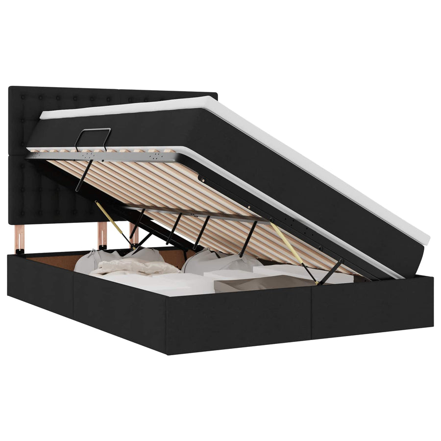 Opslag bed met matras met opslag Zwart 140 x 200 cm Nep Leer