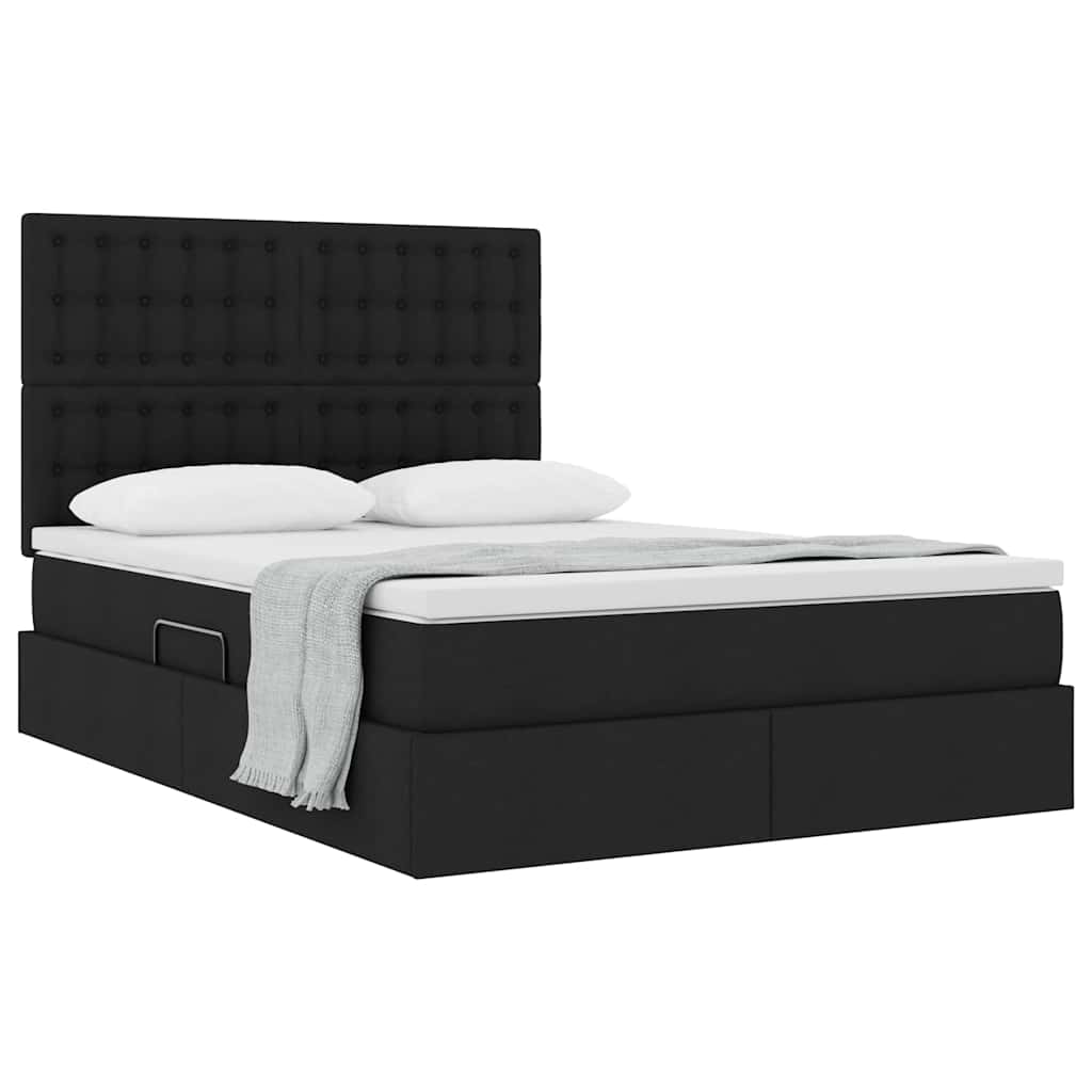 Opslag bed met matras met opslag Zwart 140 x 200 cm Nep Leer