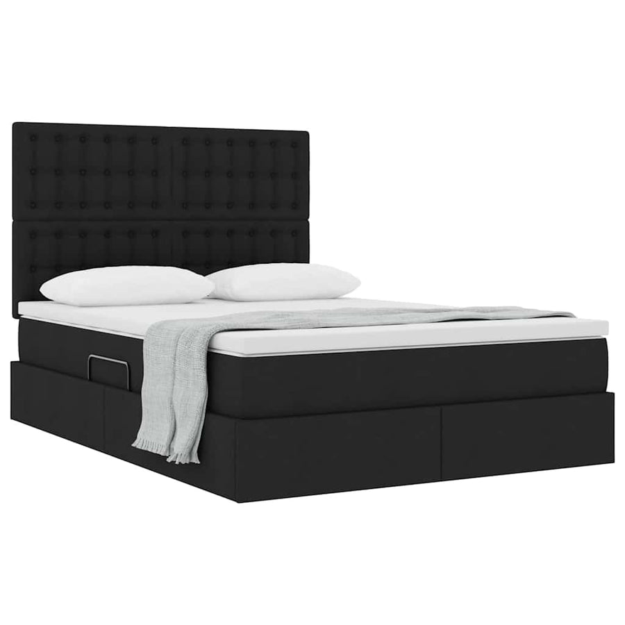 Opslag bed met matras met opslag Zwart 140 x 200 cm Nep Leer