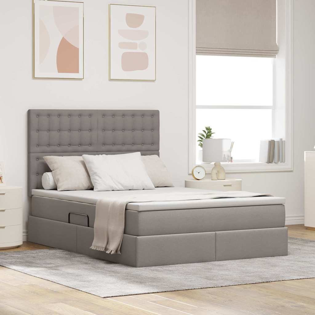 Opslag bed met matras met opslag Taupe 140 x 200 cm Nep Leer