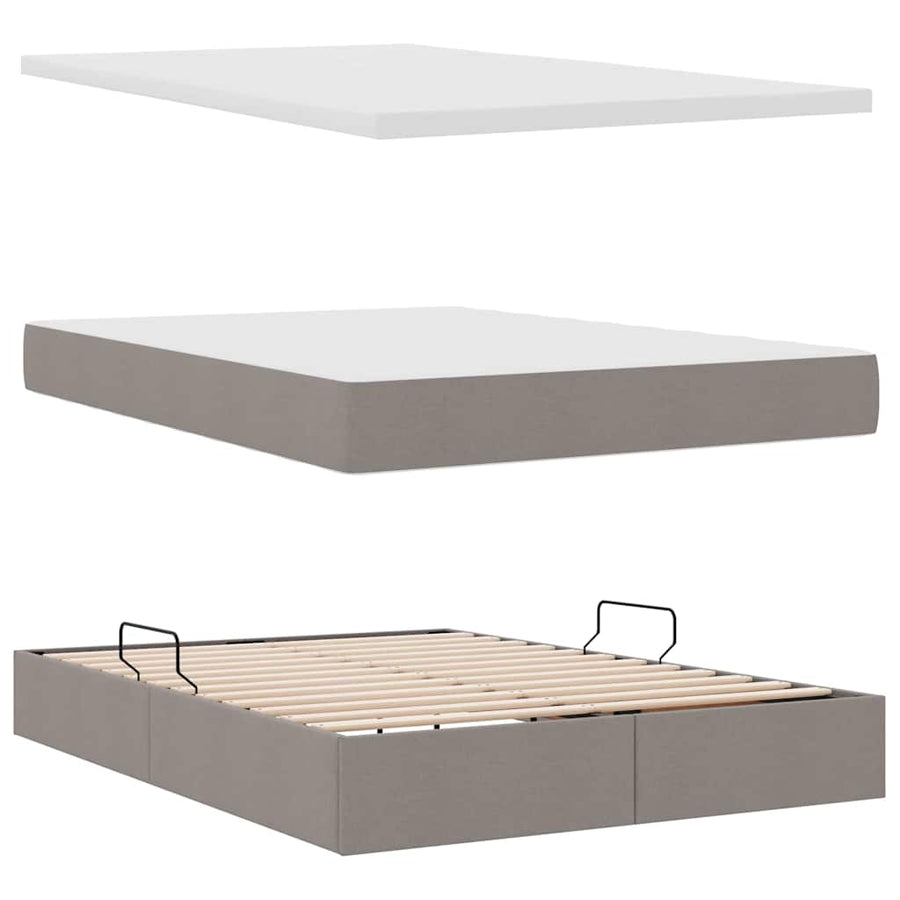 Opslag bed met matras met opslag Taupe 140 x 200 cm Nep Leer