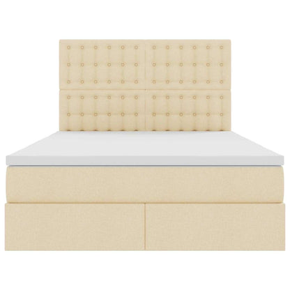 Opslag bed met matras met opslag Crème 140 x 200 cm Nep Leer