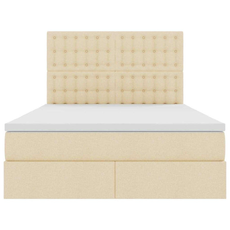 Opslag bed met matras met opslag Crème 140 x 200 cm Nep Leer