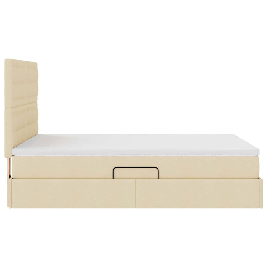 Opslag bed met matras met opslag Crème 140 x 200 cm Nep Leer