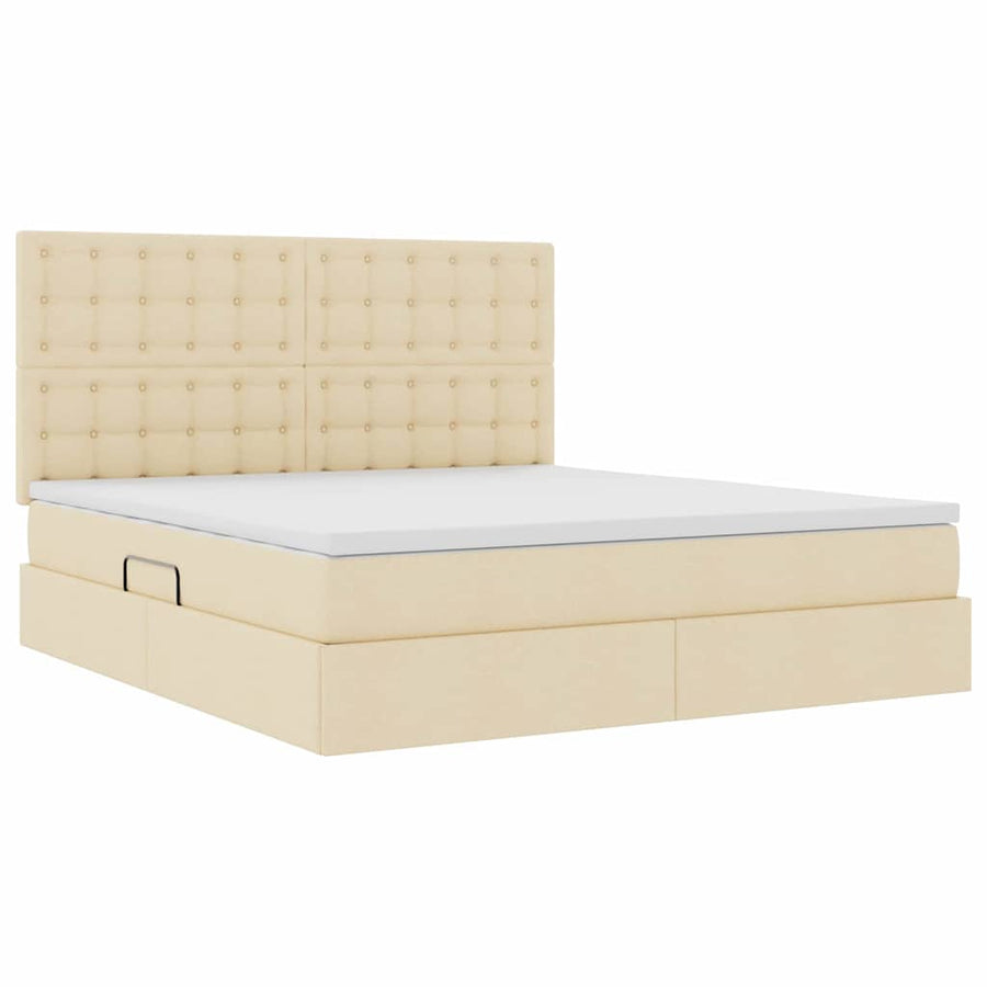 Opslag bed met matras met opslag Crème 160 x 200 cm Nep Leer