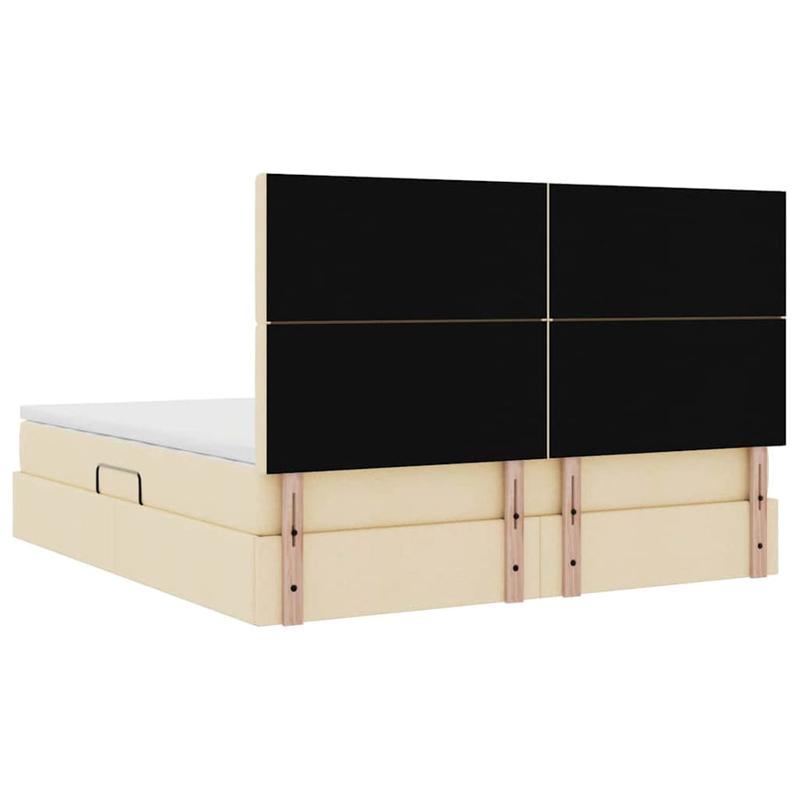 Opslag bed met matras met opslag Crème 160 x 200 cm Nep Leer