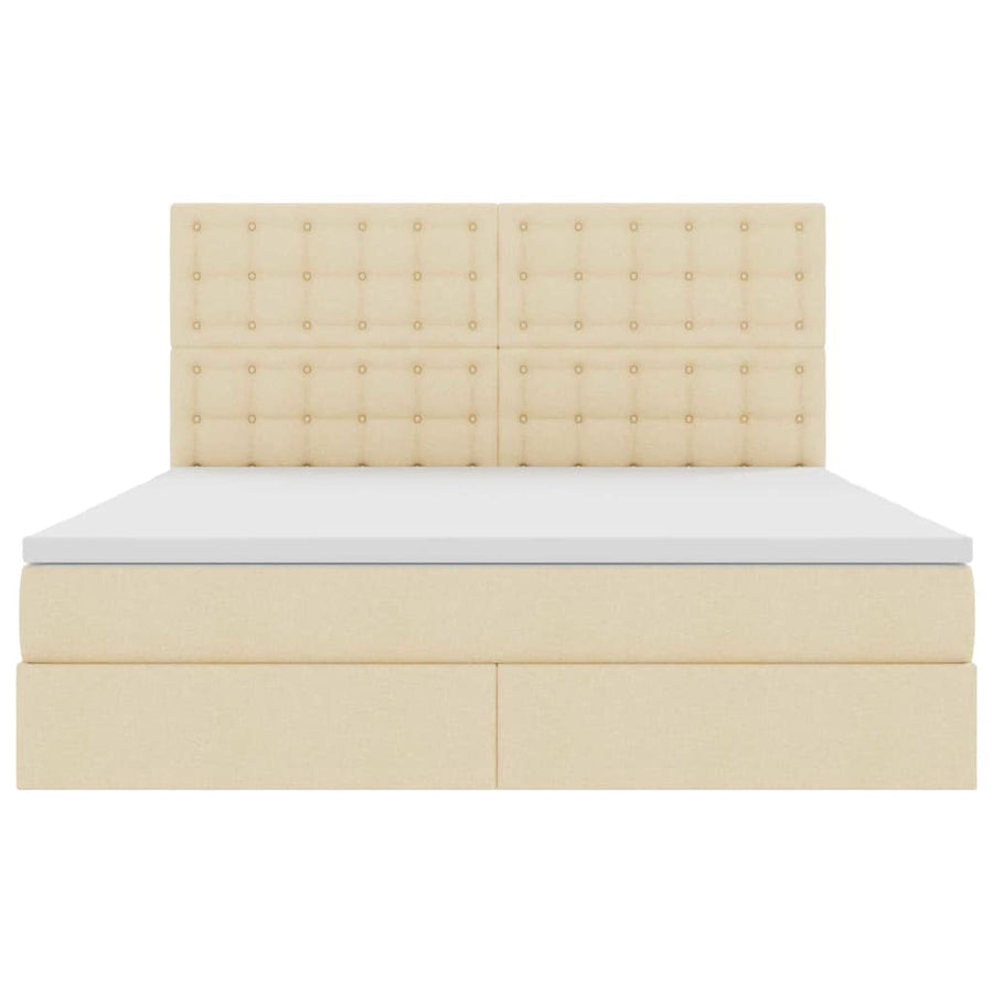 Opslag bed met matras met opslag Crème 160 x 200 cm Nep Leer