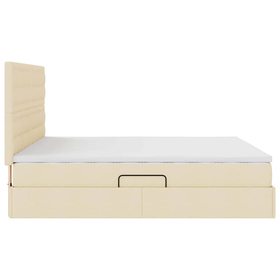 Opslag bed met matras met opslag Crème 160 x 200 cm Nep Leer