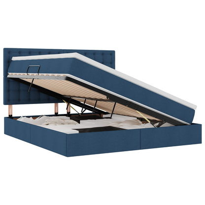 Opslag bed met matras met opslag Blauw 160 x 200 cm Nep Leer