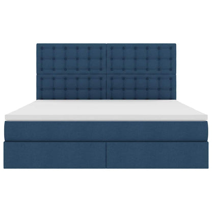 Opslag bed met matras met opslag Blauw 160 x 200 cm Nep Leer