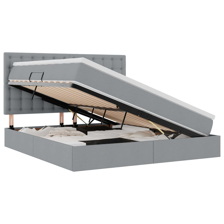 Opslag bed met matras Lichtgrijs 180 x 200 cm Nep Leer