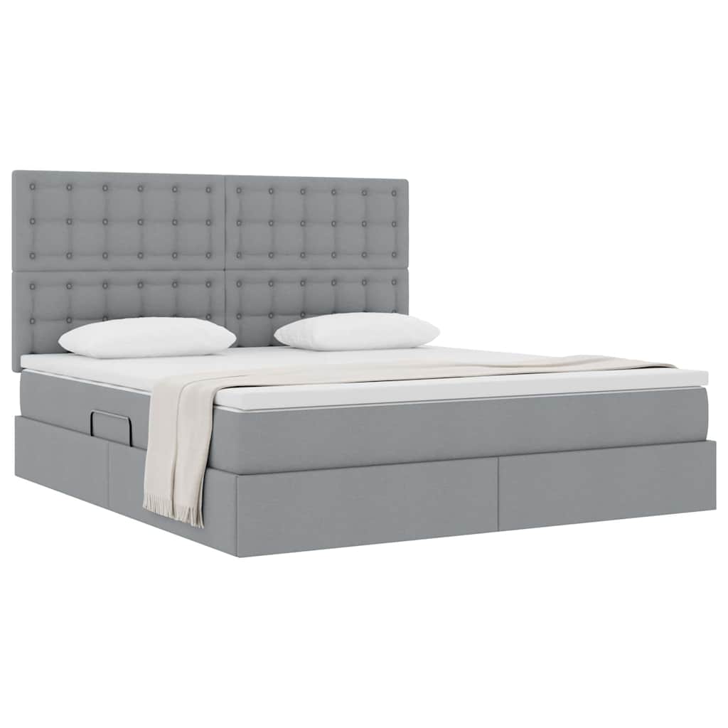 Opslag bed met matras Lichtgrijs 180 x 200 cm Nep Leer
