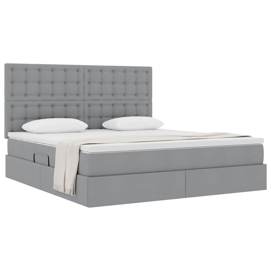 Opslag bed met matras Lichtgrijs 180 x 200 cm Nep Leer
