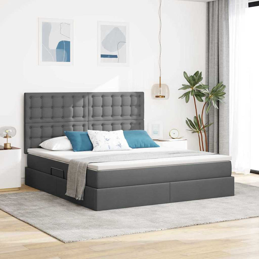Opslag bed met matras Donkergrijs 180 x 200 cm Nep Leer