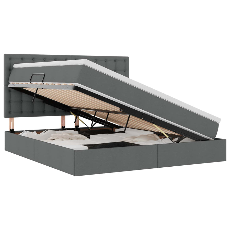 Opslag bed met matras Donkergrijs 180 x 200 cm Nep Leer