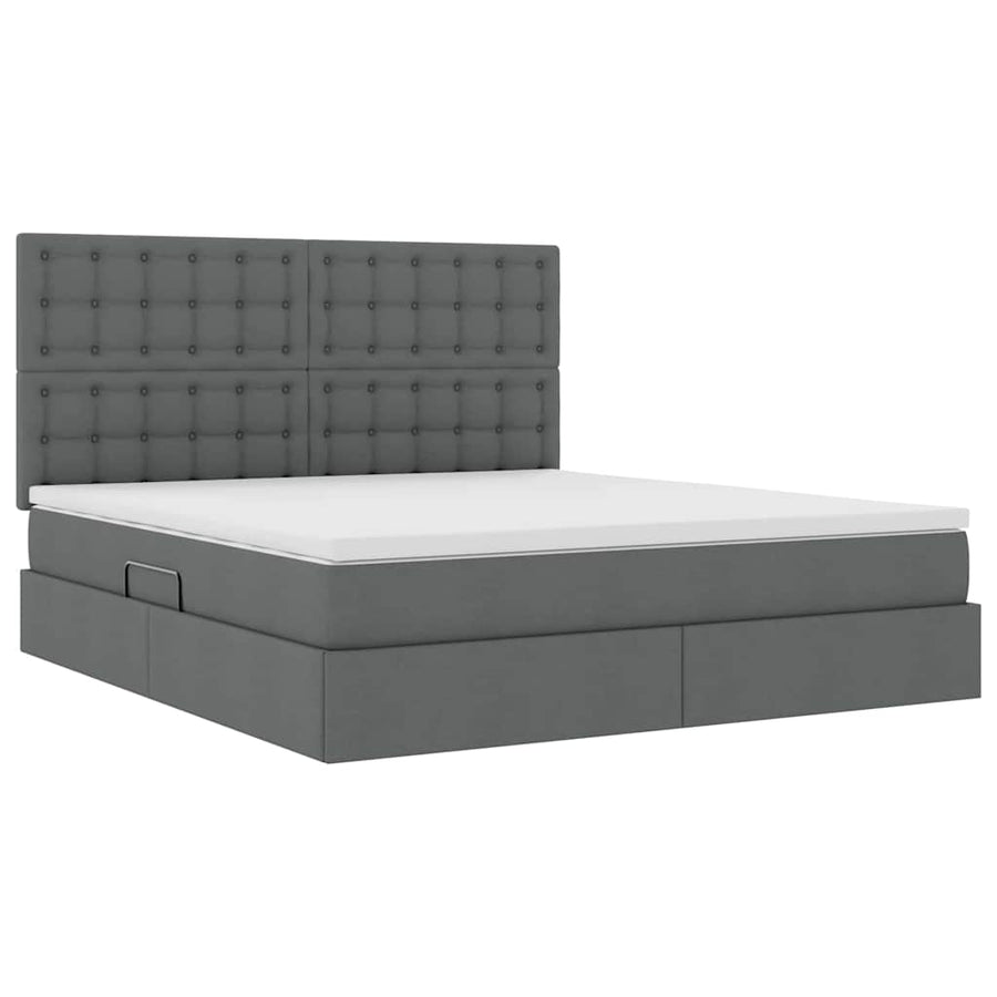 Opslag bed met matras Donkergrijs 180 x 200 cm Nep Leer