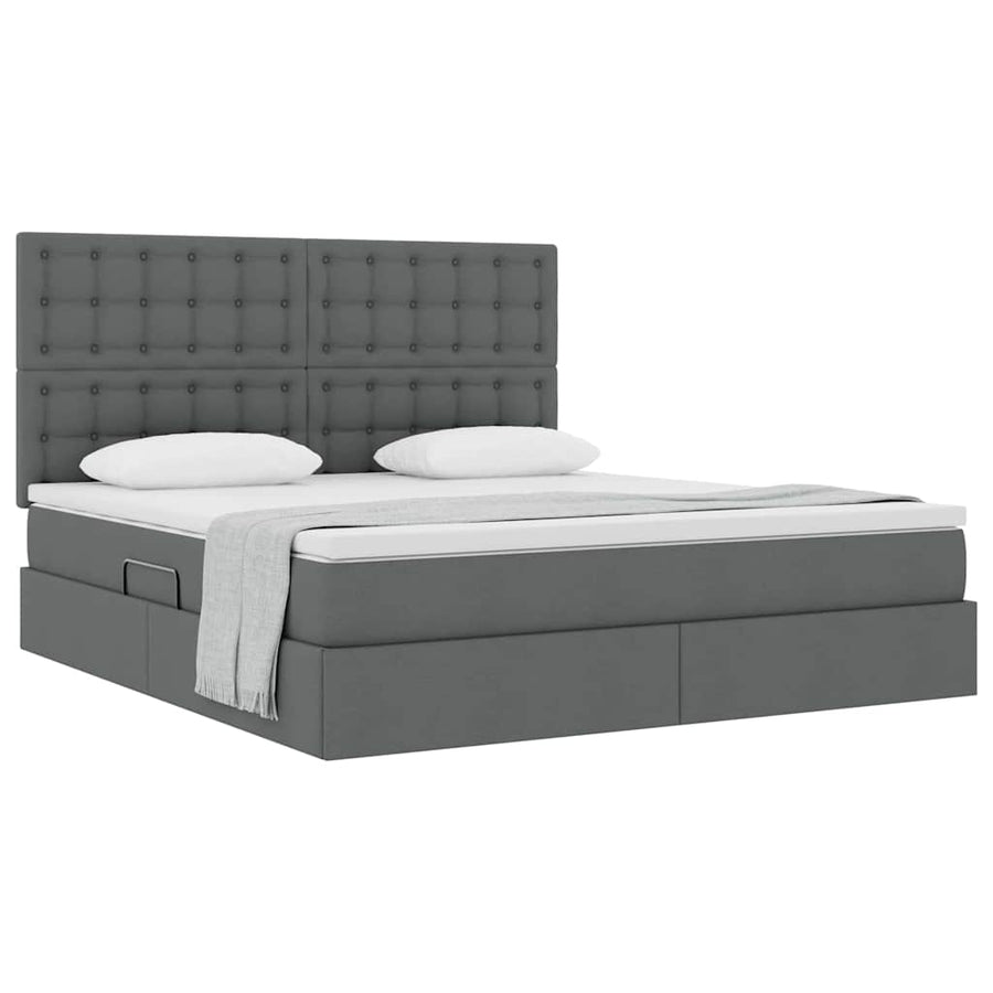 Opslag bed met matras Donkergrijs 180 x 200 cm Nep Leer