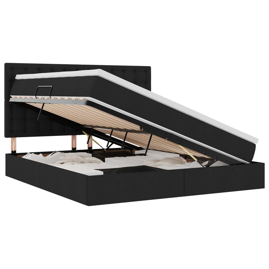 Opslag bed met matras met opslag Zwart 180 x 200 cm Nep Leer